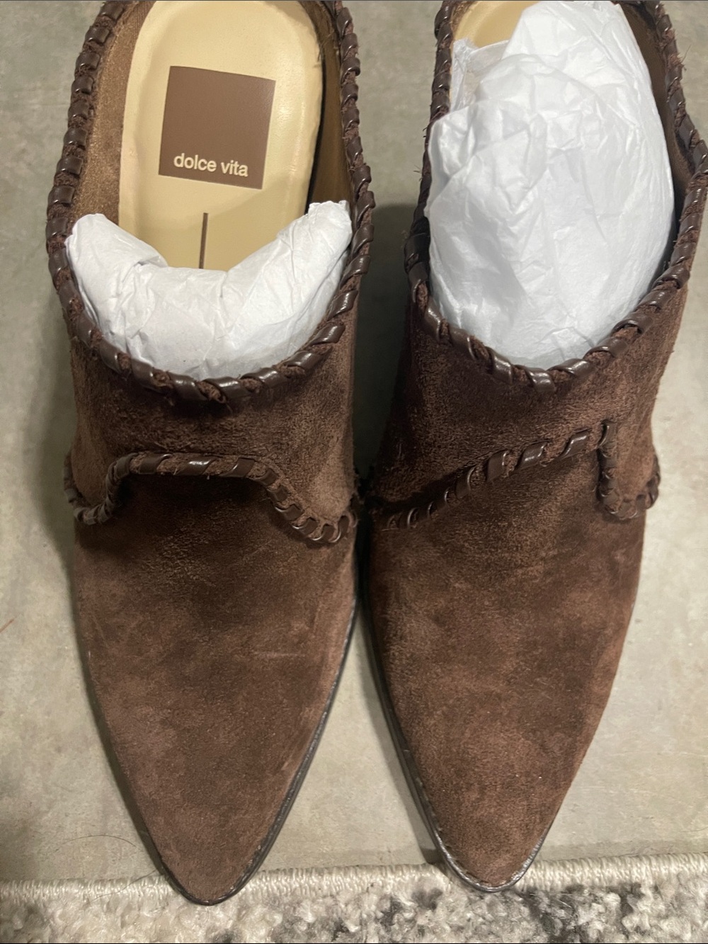 Dolce Vita Brown Suede Pointed-Toe Slip-On Boots